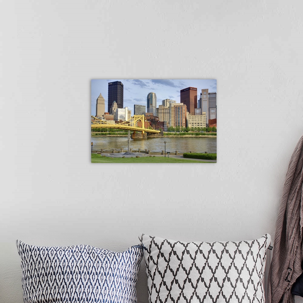 A bohemian room featuring Andy Warhol Bridge (7th Street Bridge) and Allegheny River, Pittsburgh, Pennsylvania