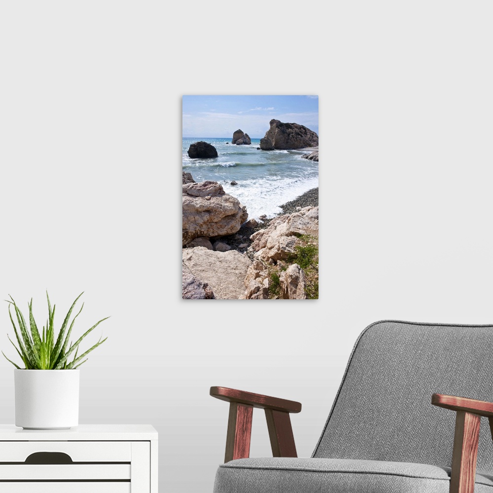 A modern room featuring Aphrodite Rock and Beach, Cyprus, Mediterranean, Europe