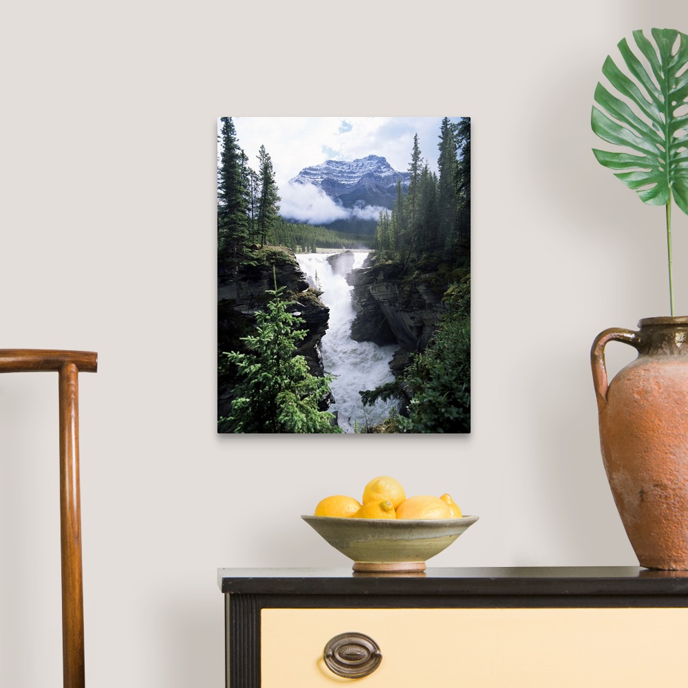 A traditional room featuring Athabasca Falls and Mount Kerkeslin, Jasper National Park, Alberta, Canada