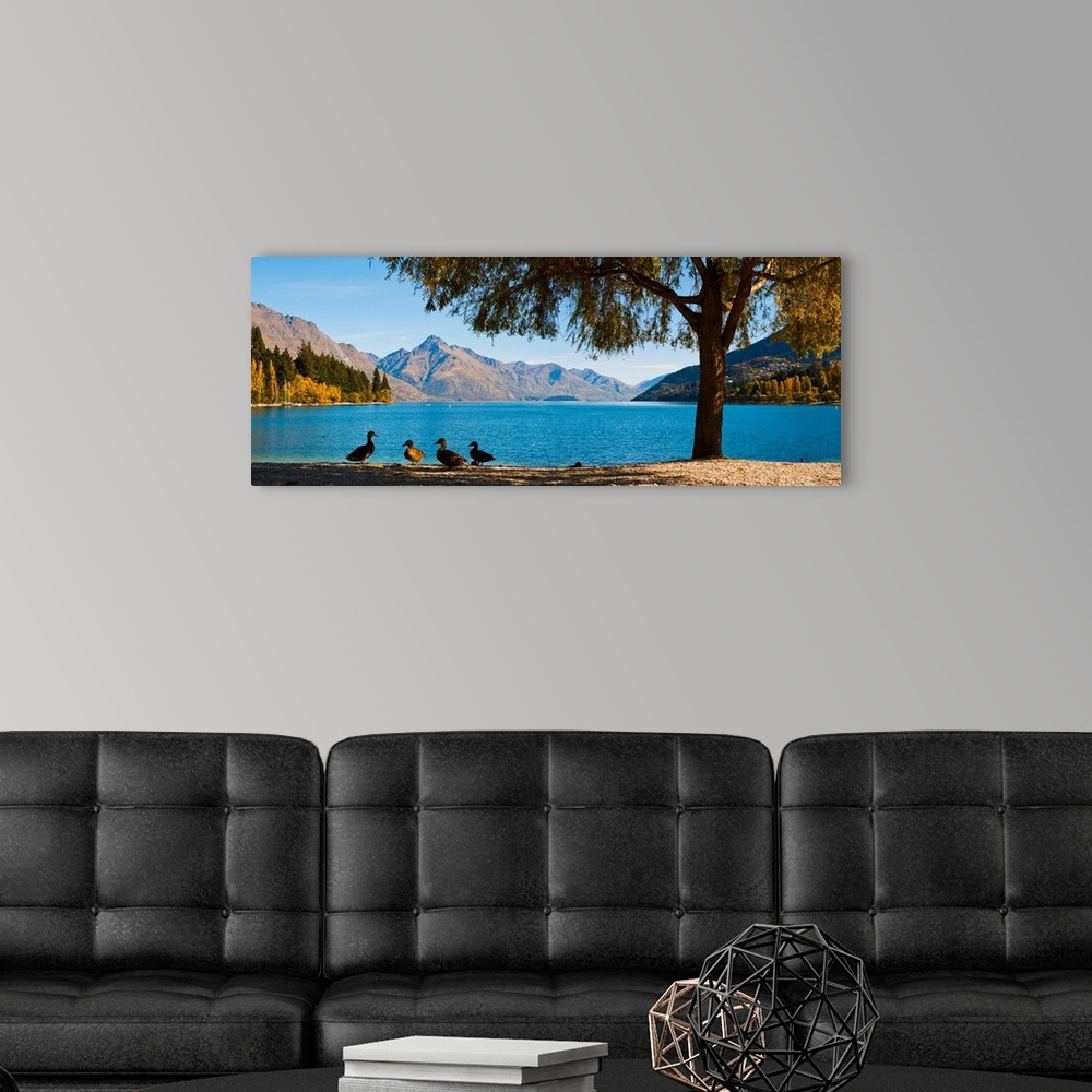A modern room featuring Autumnal Lake Wakatipu at Queenstown, Otago, South Island, New Zealand