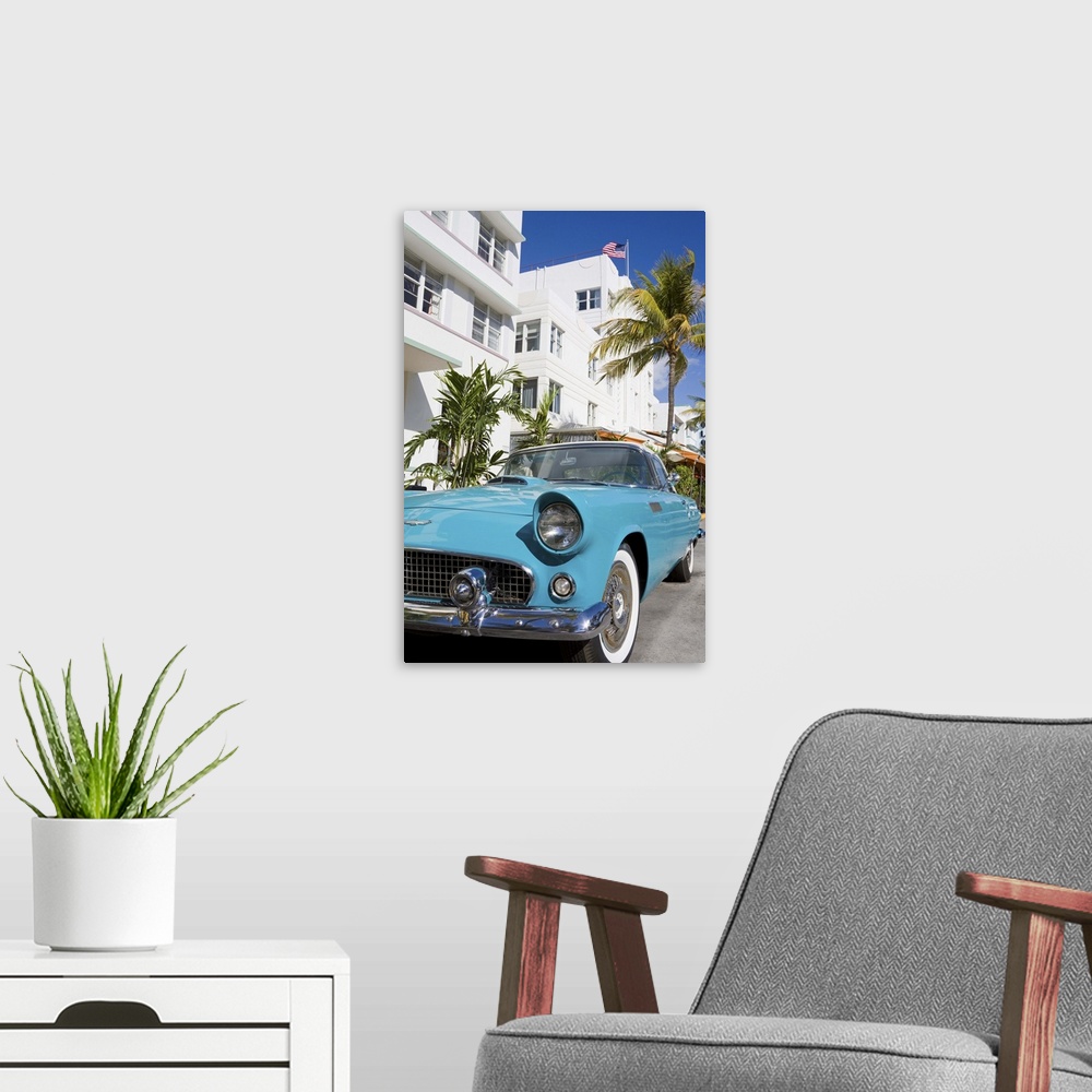 A modern room featuring Avalon Hotel and classic car on South Beach, City of  Miami Beach, Florida