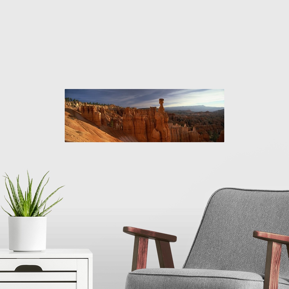 A modern room featuring Backlit hoodoos and Thor's Hammer at sunrise, Bryce Canyon National Park, Utah