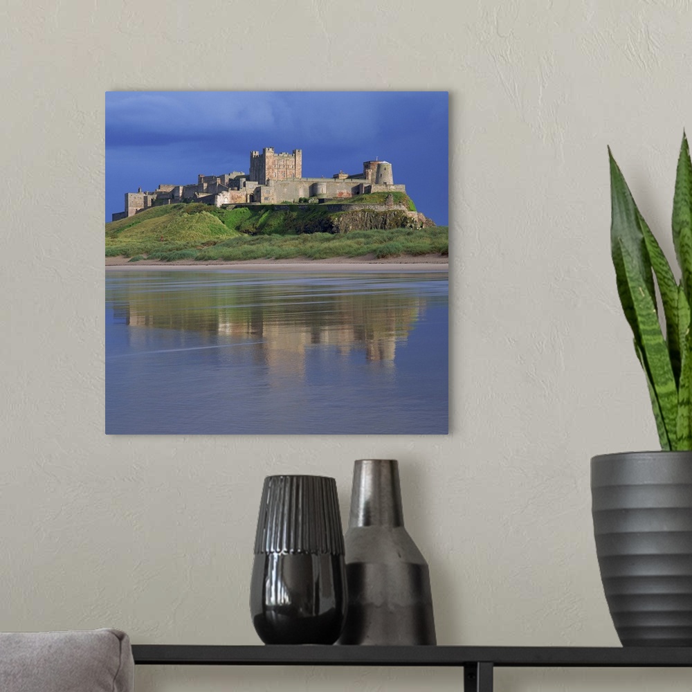 A modern room featuring Bamburgh Castle, Northumberland, England, United Kingdom, Europe
