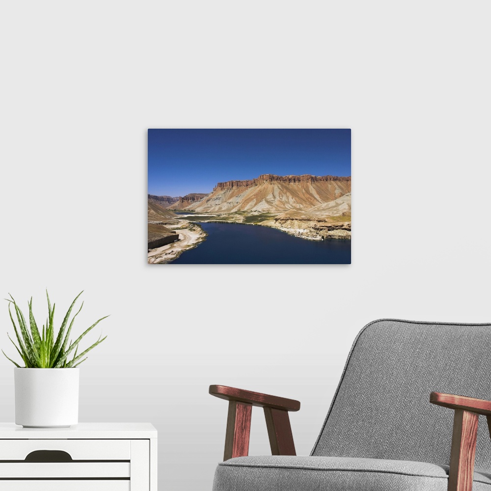 A modern room featuring Band-I-Zulfiqar the main lake, Band-E- Amir crater lakes, Afghanistan
