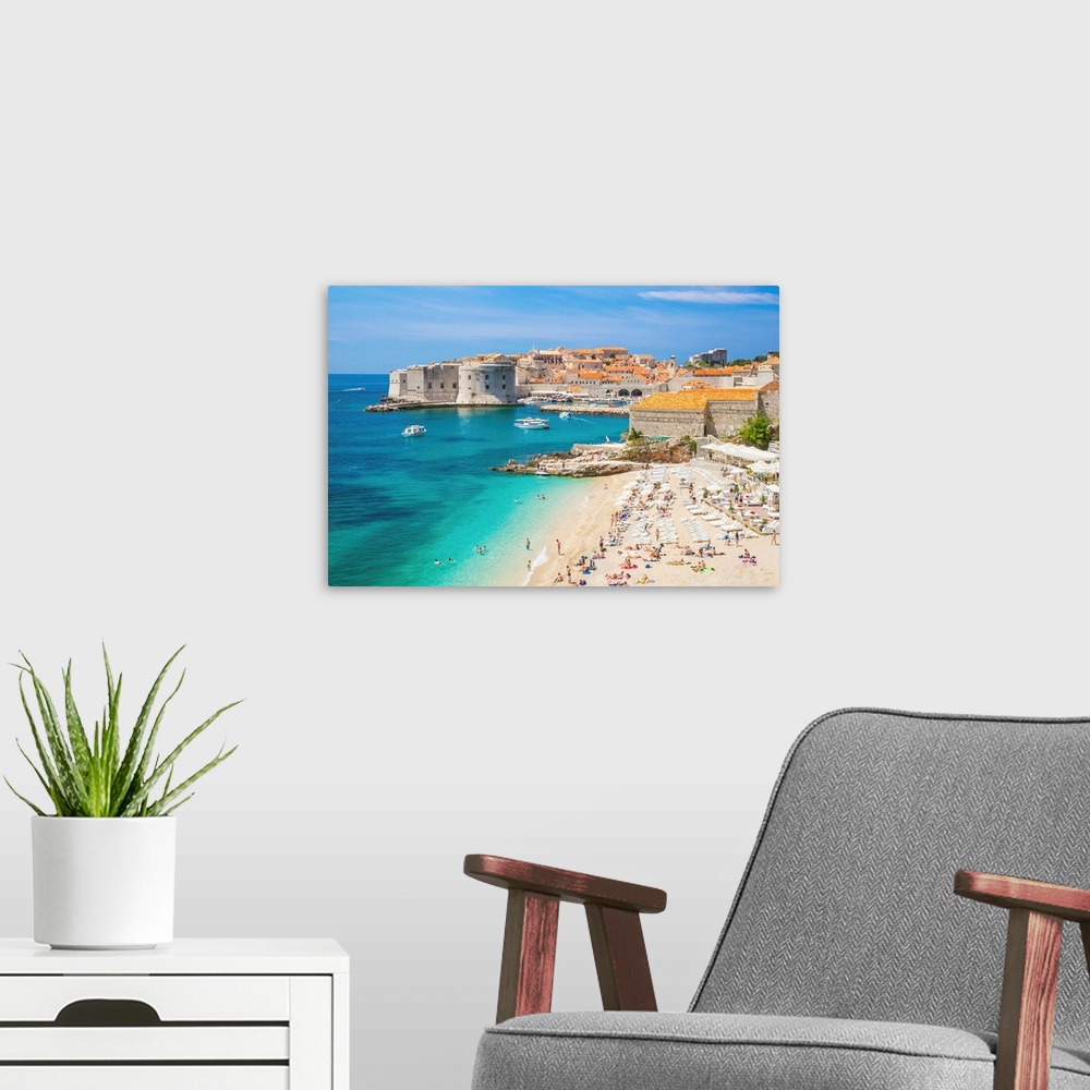 A modern room featuring Banje beach, Old Port and Dubrovnik Old Town, Dubrovnik, Dalmatian Coast, Croatia