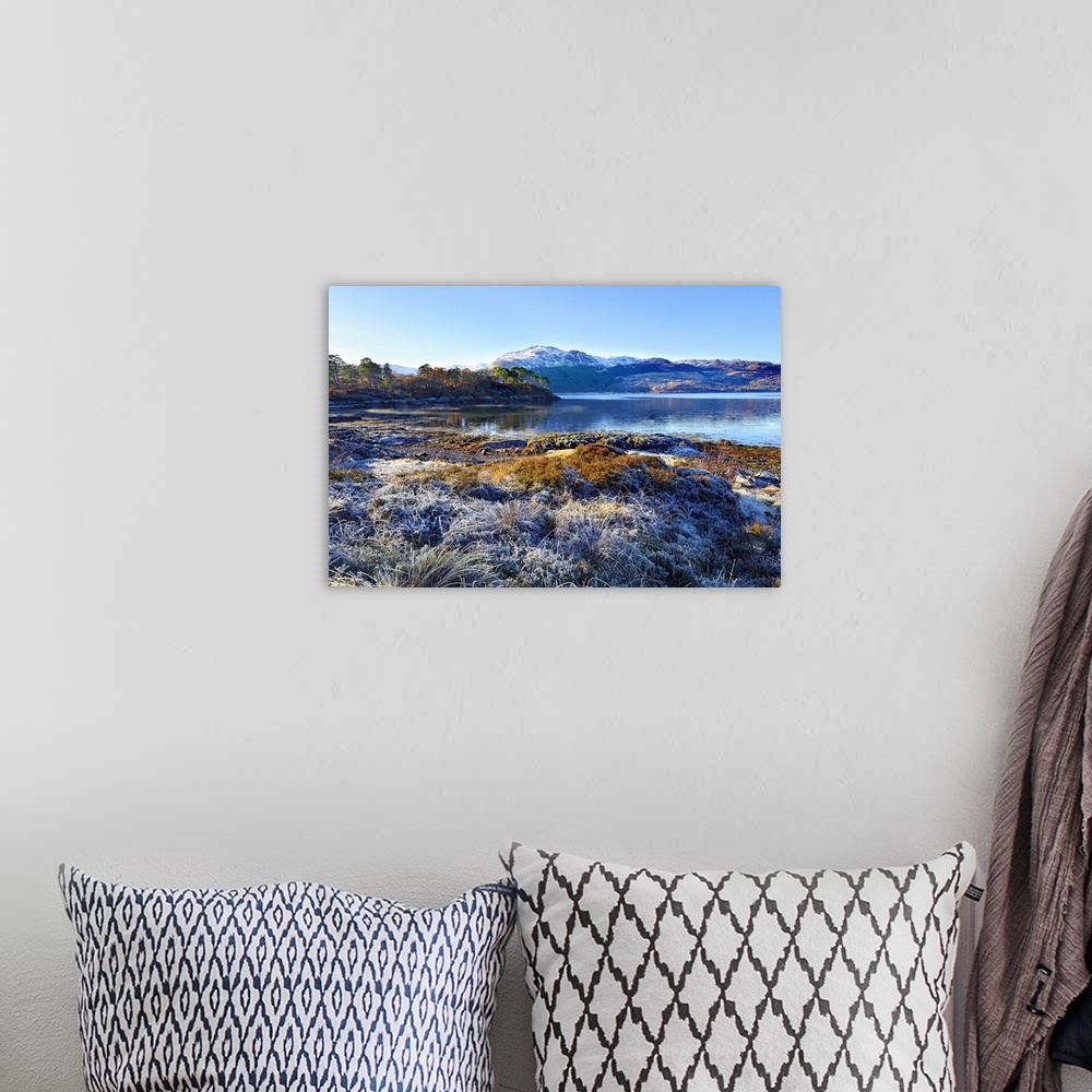A bohemian room featuring Winter view on a frosty sunny morning along the banks of Loch Sunart in the Ardnamurchan Peninsul...