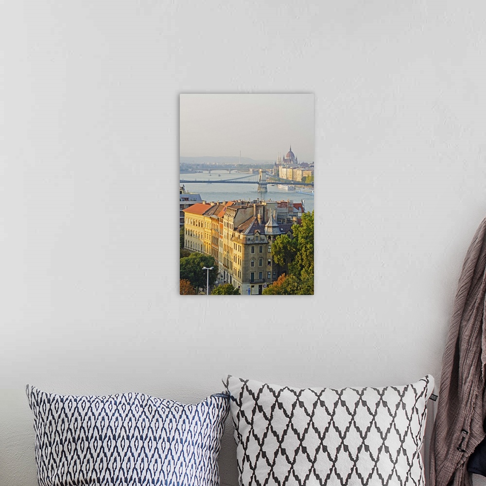 A bohemian room featuring Banks of the Danube, UNESCO World Heritage Site, Budapest, Hungary, Europe.
