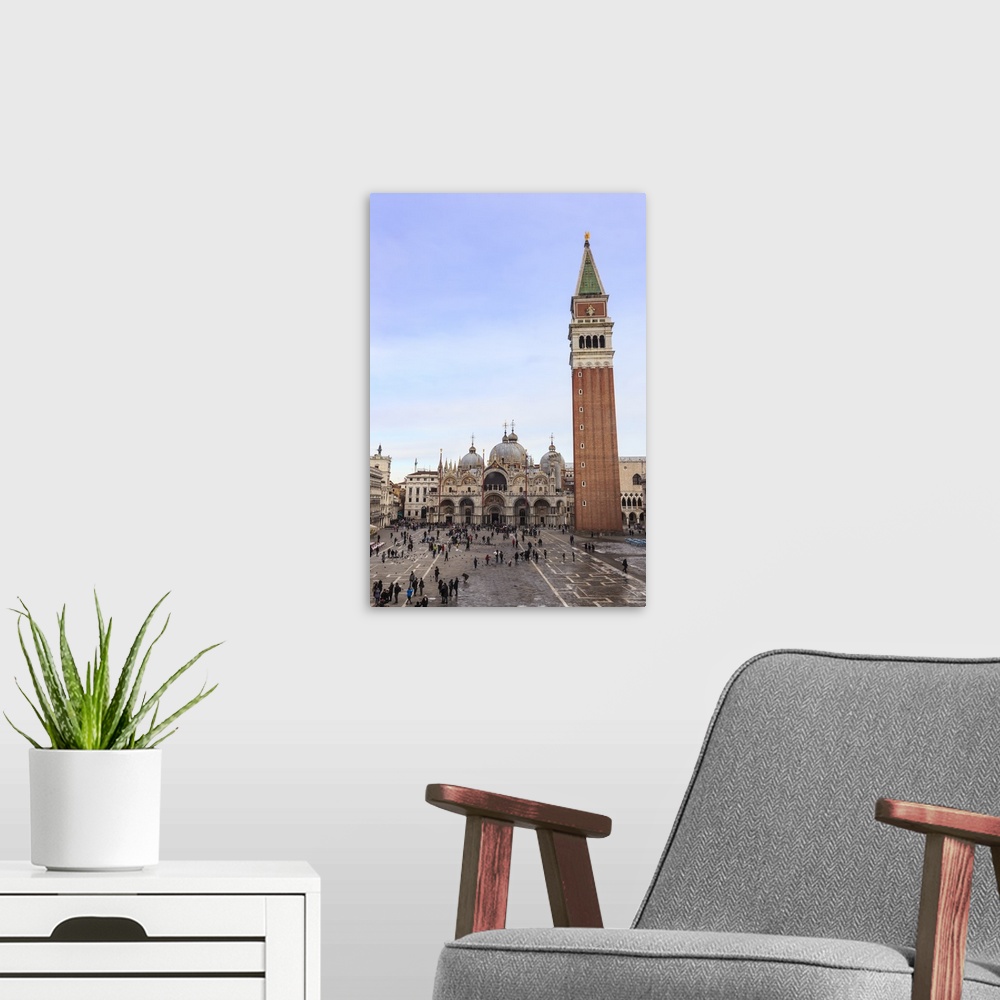 A modern room featuring Basilica and Campanile, Piazza San Marco, elevated view from Museo Correr, Venice, Veneto, Italy