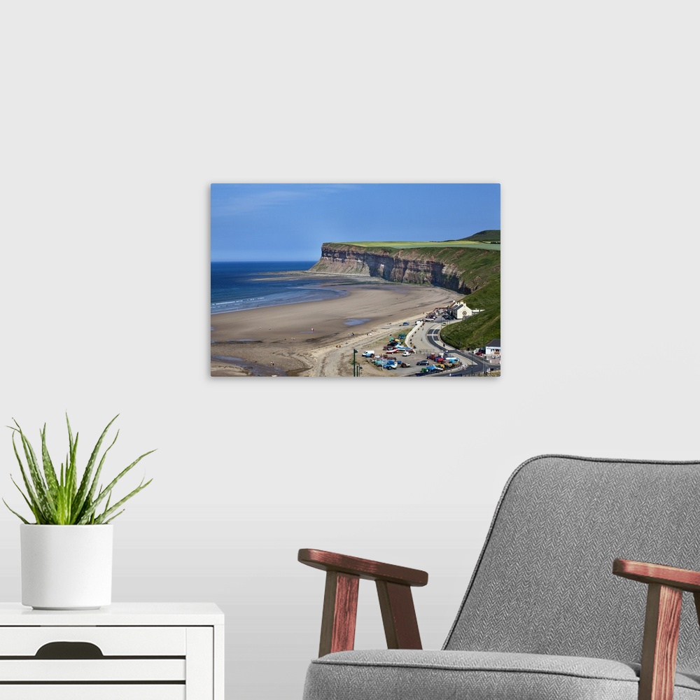 A modern room featuring Beach and Huntcliff at Saltburn by the Sea, Redcar and Cleveland, North Yorkshire, Yorkshire, Eng...