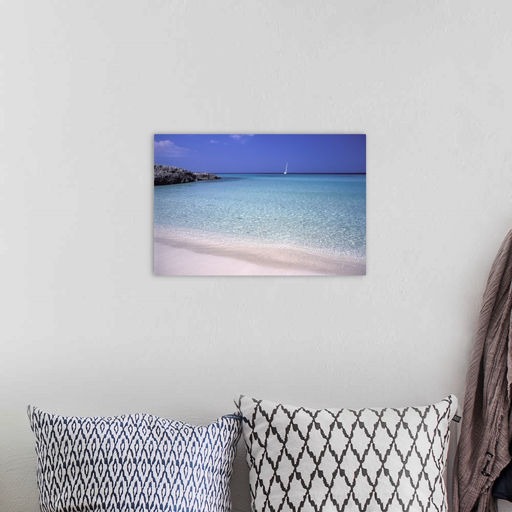 A bohemian room featuring Beach and sailing boat, Formentera, Balearic Islands, Spain, Mediterranean