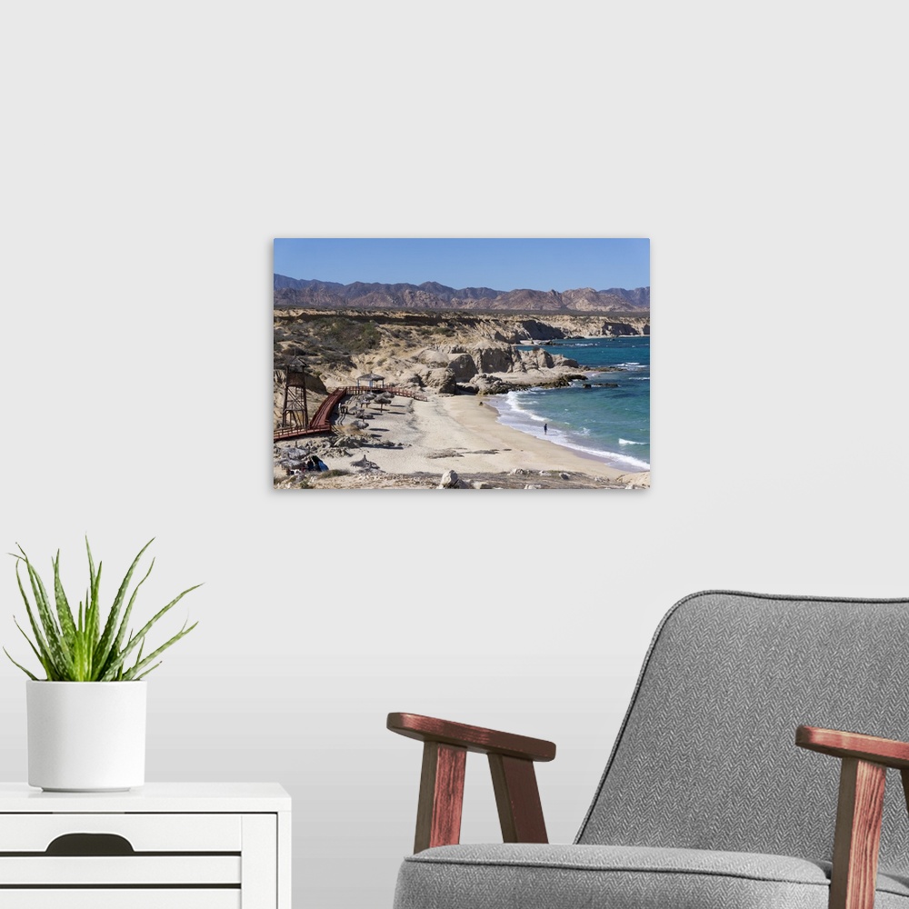 A modern room featuring Beach and whale watch tower, Cabo Pulmo, Baja California, Mexico