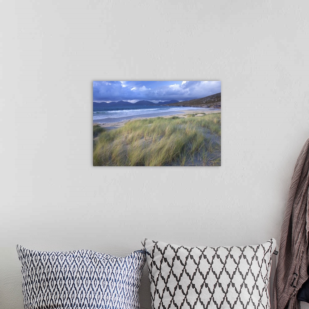 A bohemian room featuring Beach at Luskentyre with dune grasses being blown, Outer Hebrides, Scotland