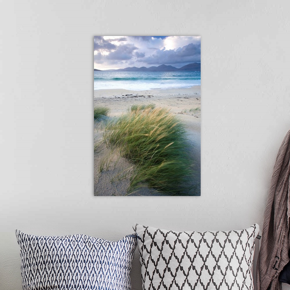 A bohemian room featuring Beach at Luskentyre with dune grasses blowing, Outer Hebrides, Scotland