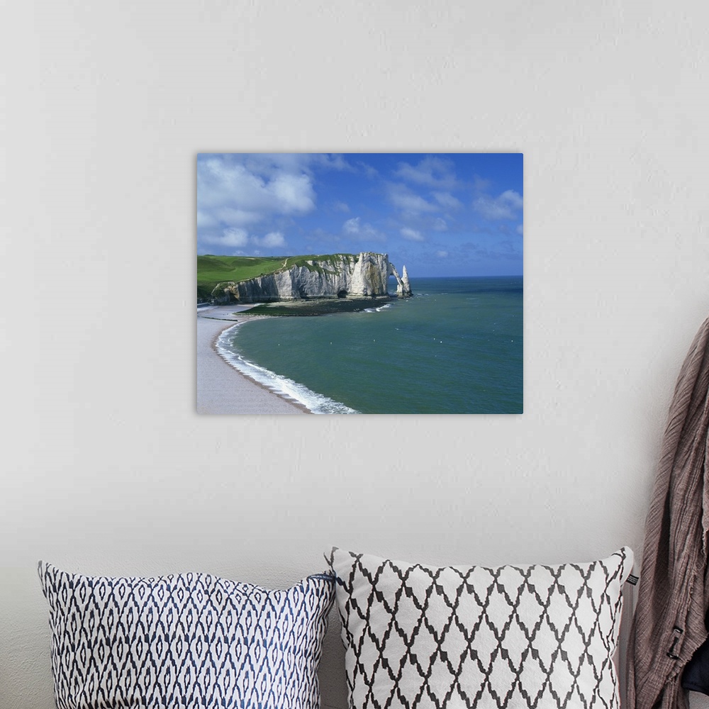 A bohemian room featuring Beach, cliffs and rock arch, known as the Falaises, Haute Normandie, France