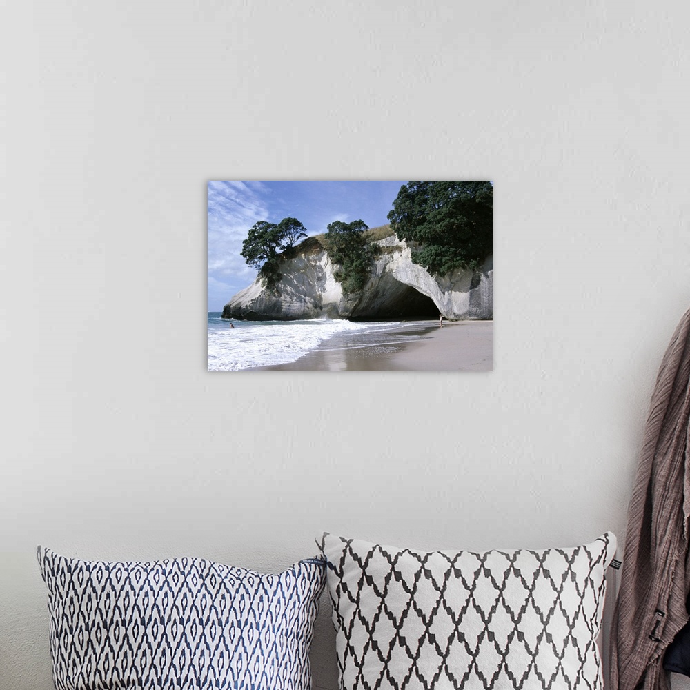 A bohemian room featuring Beach, white chalk cliffs, stacks and arches, Whitianga, South Auckland, New Zealand