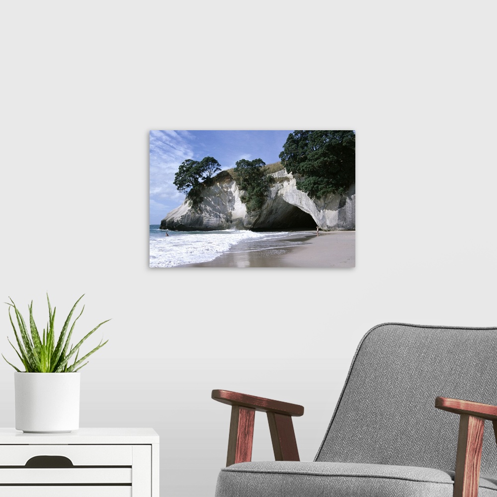 A modern room featuring Beach, white chalk cliffs, stacks and arches, Whitianga, South Auckland, New Zealand