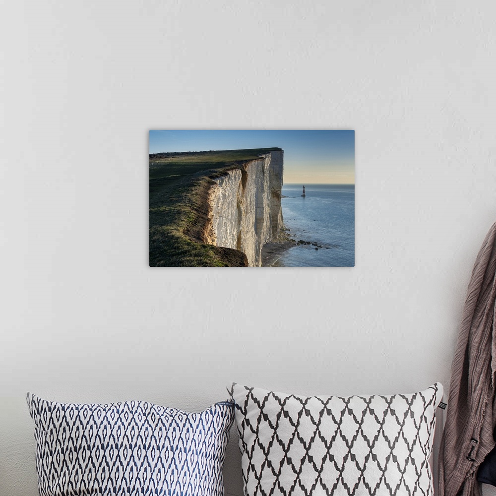 A bohemian room featuring Beachy Head Lighthouse and the white chalk cliffs of Beachy Head, South Downs National Park, East...