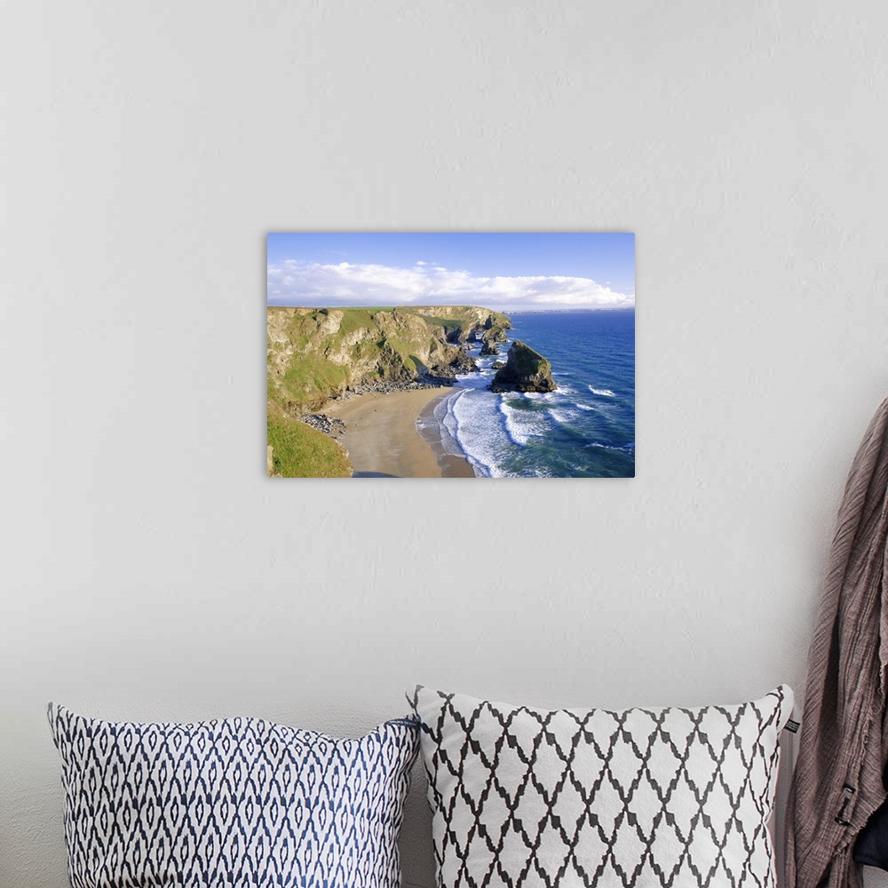 A bohemian room featuring Bedruthan Steps, north coast, Cornwall, England, UK
