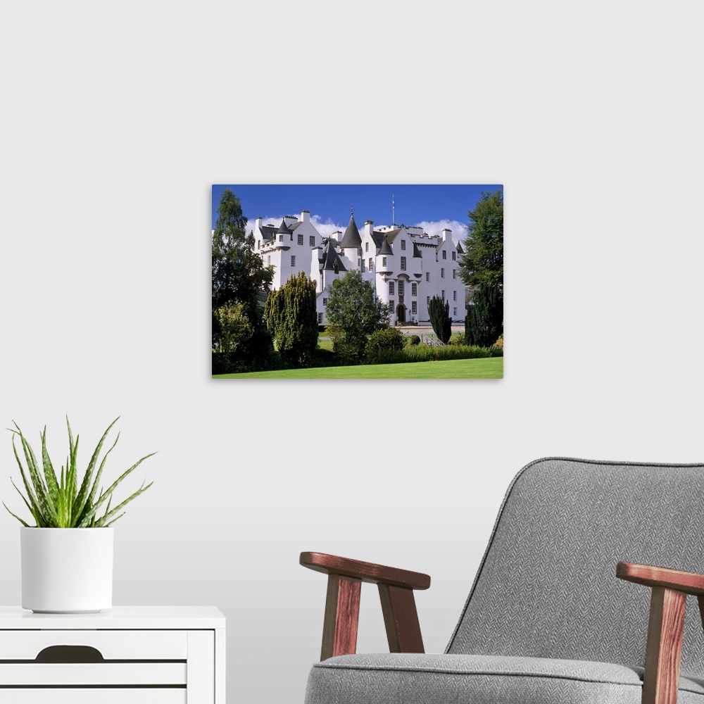 A modern room featuring Blair Castle, Blair Atholl, Perthshire, Highland region, Scotland, UK