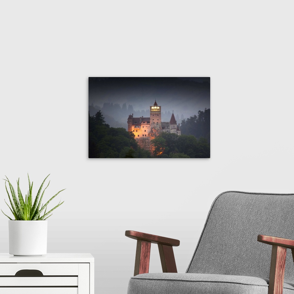 A modern room featuring Bran castle (Dracula castle), Bran, Transylvania, Romania, Europe