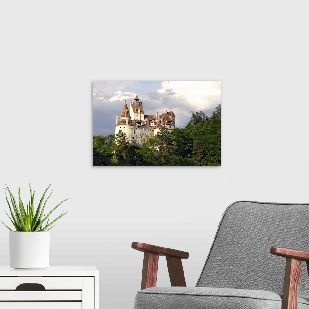 A modern room featuring Bran Castle (Draculas Castle), Bran, Transylvania, Romania, Europe