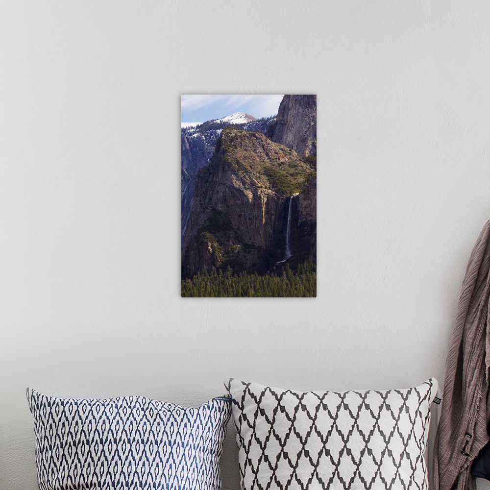 A bohemian room featuring Bridal Veil Falls and Half Dome Peak, Yosemite National Park, California