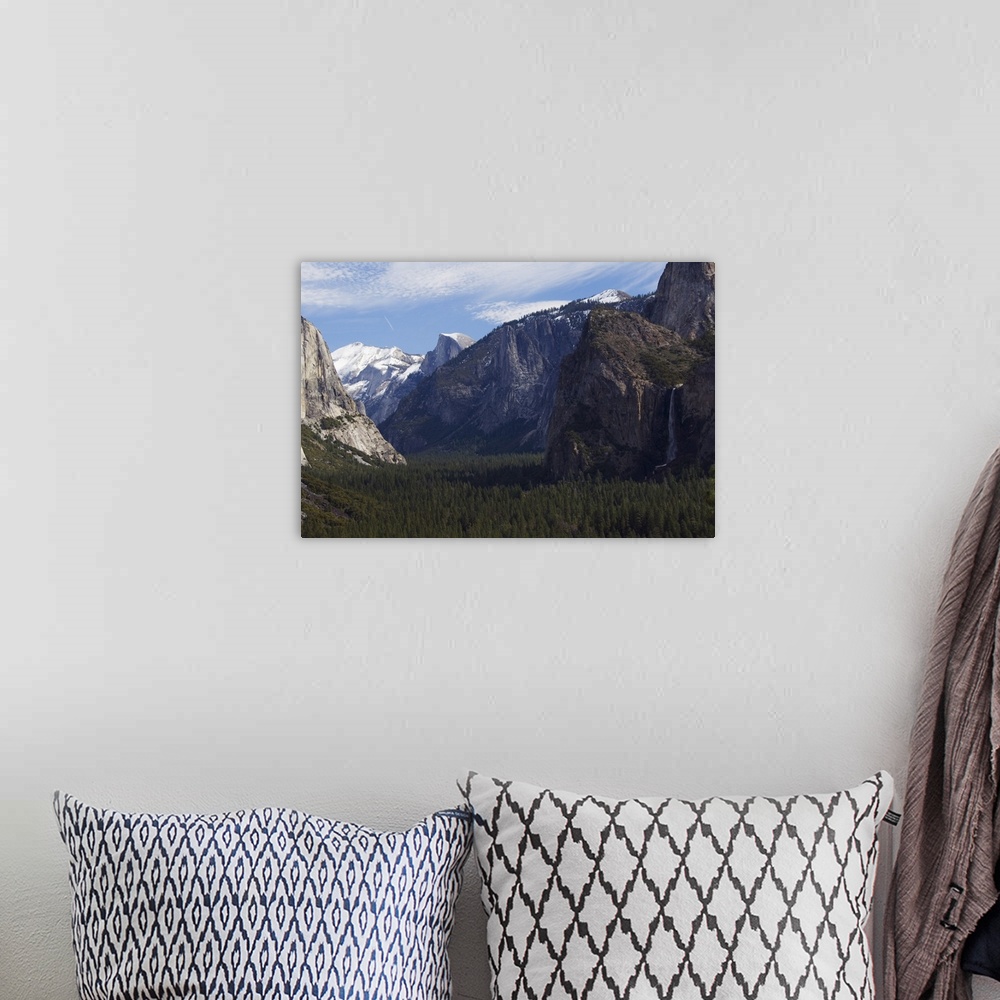A bohemian room featuring Bridalveil Falls, El Capitan and Half Dome Peak, Yosemite, California