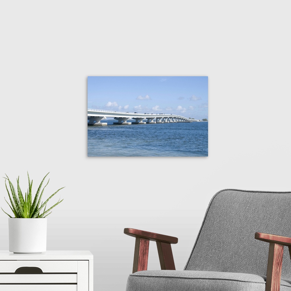 A modern room featuring Bridge connecting Sanibel Island to mainland, Gulf Coast, Florida