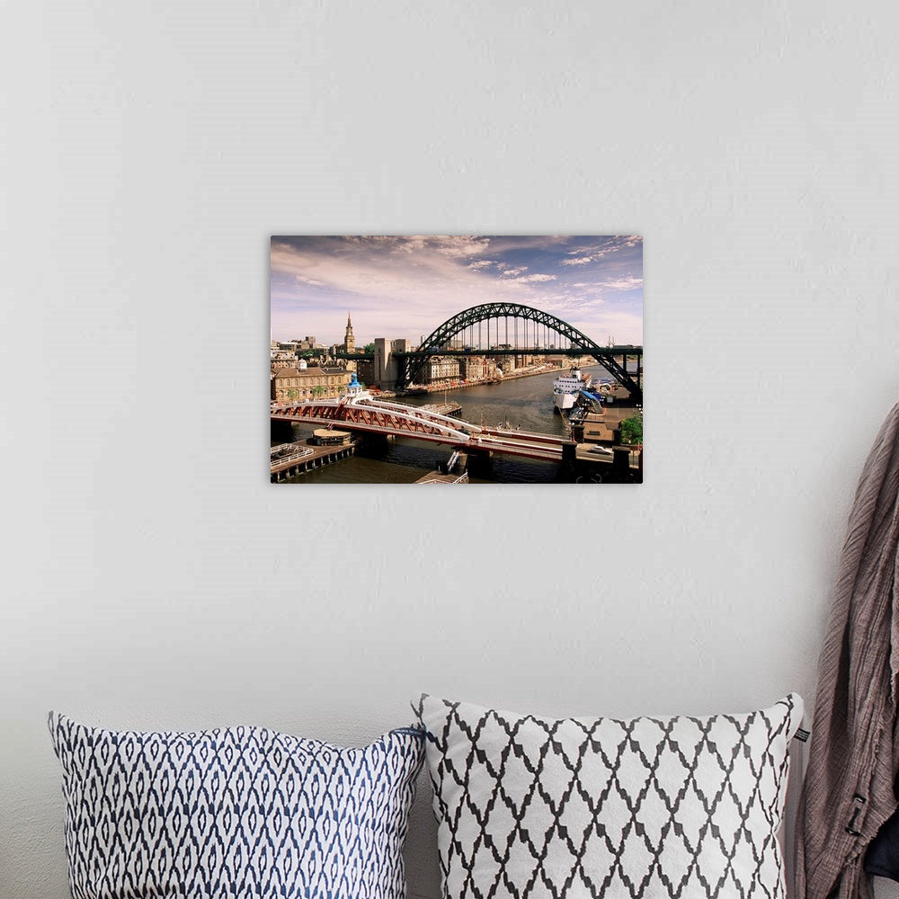 A bohemian room featuring Bridges across the River Tyne, Newcastle-upon-Tyne, England