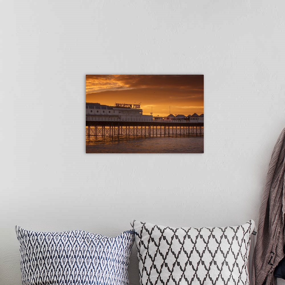 A bohemian room featuring Brighton Pier at sunrise, Brighton, East Sussex, Sussex, England, United Kingdom, Europe