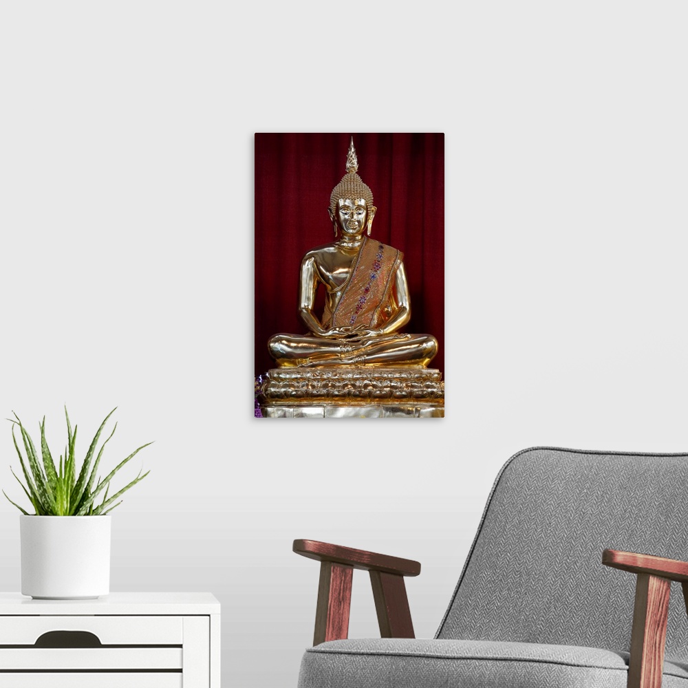 A modern room featuring Buddha statue, Wat Velouvanaram, Bussy Saint Georges, Seine et Marne, France, Europe.