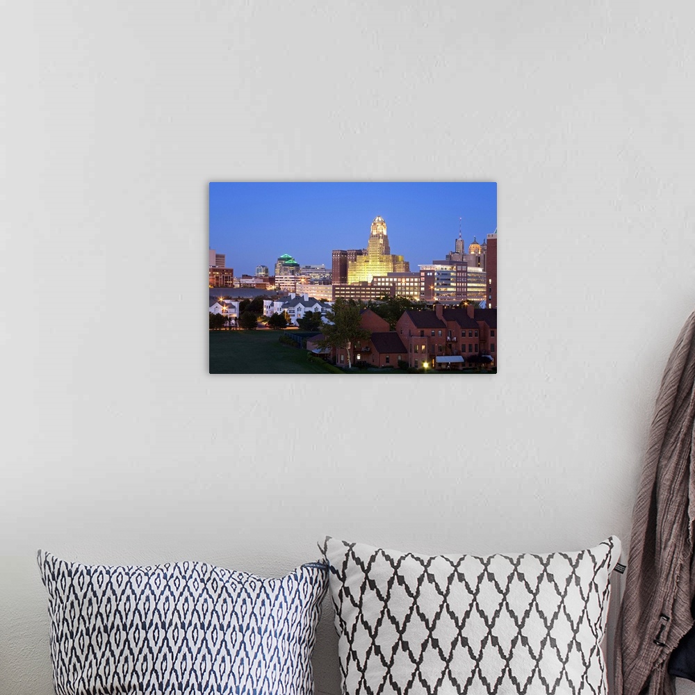 A bohemian room featuring Buffalo City skyline, New York State