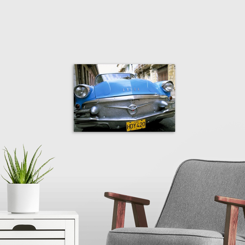 A modern room featuring Buick, old American car, Havana, Cuba, West Indies, Central America