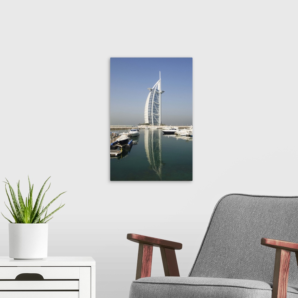 A modern room featuring Burj Al Arab Hotel, Dubai, United Arab Emirates