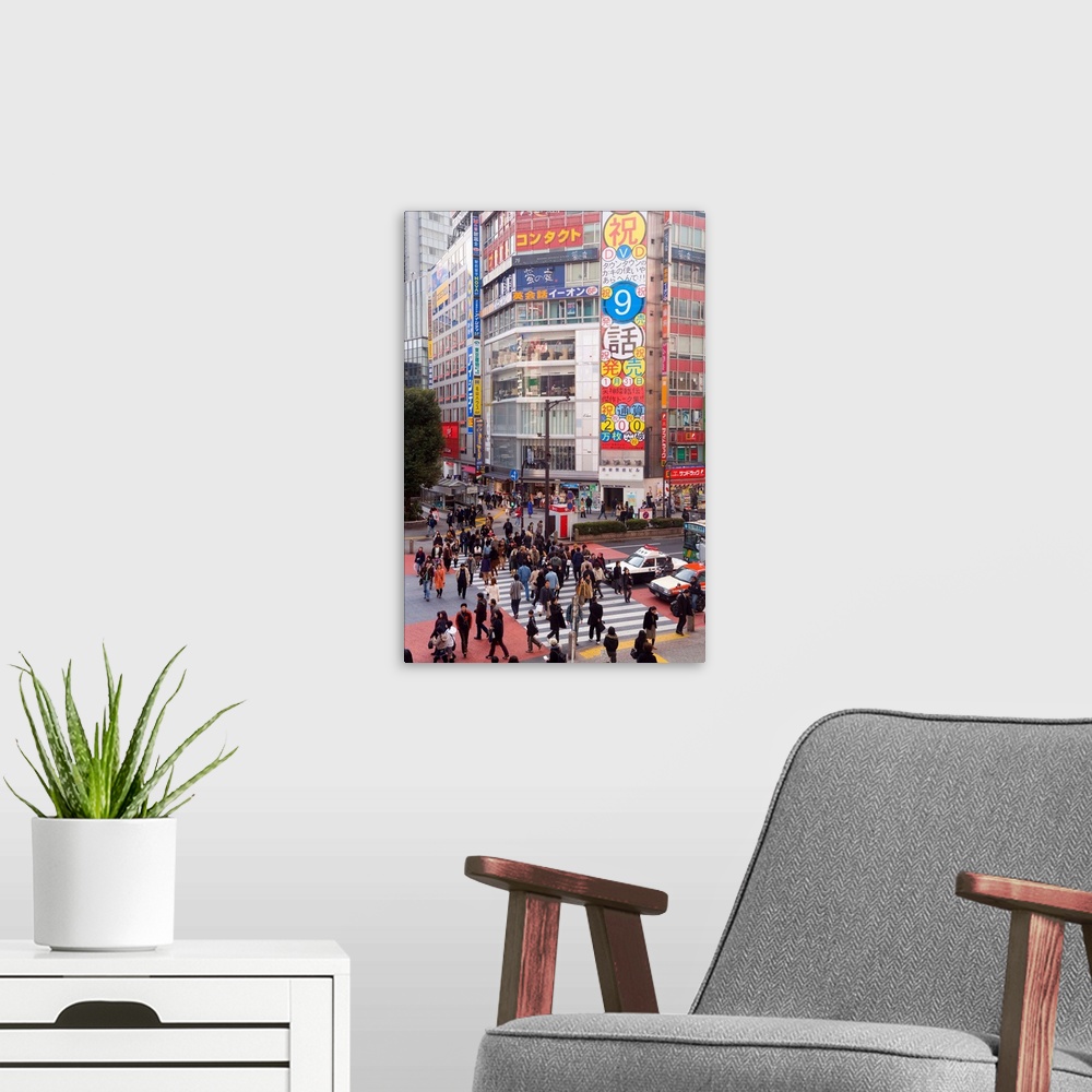 A modern room featuring Busy intersection in Shibuya, Tokyo, Honshu, Japan, Asia