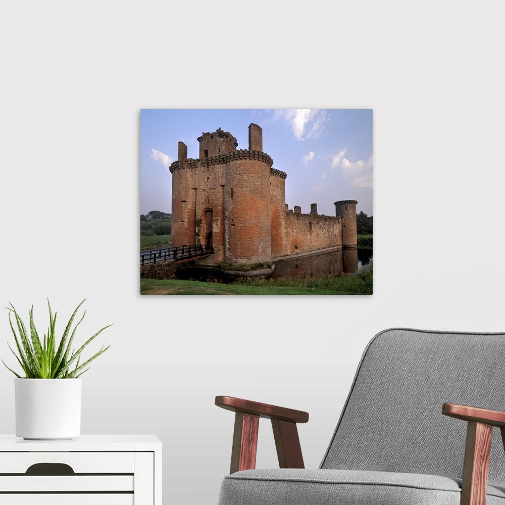 A modern room featuring Caerlaverock Castle, Dumfries and Galloway, Scotland, UK