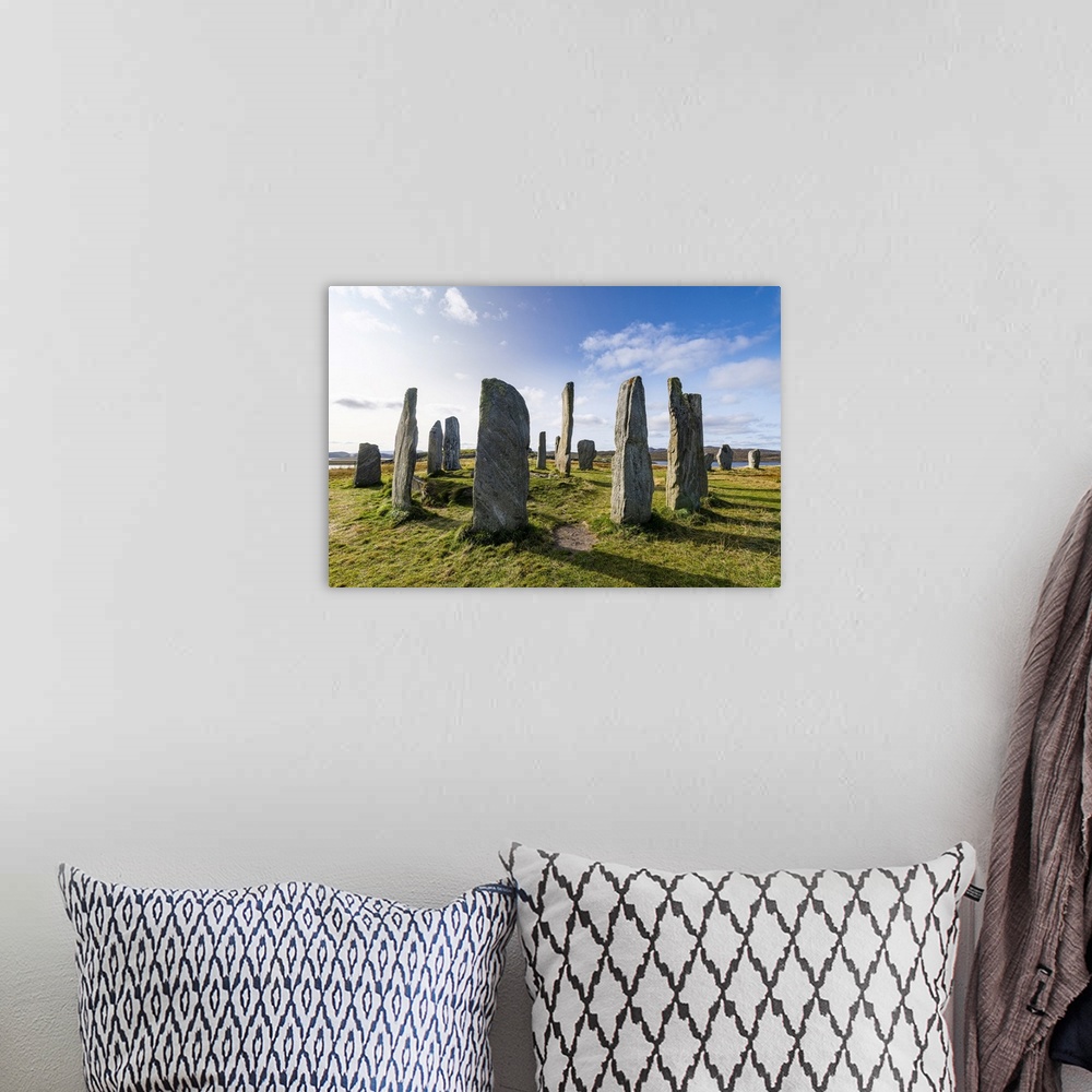A bohemian room featuring Callanish Stones, standing stones from the Neolithic era, Isle of Lewis, Outer Hebrides, Scotland...