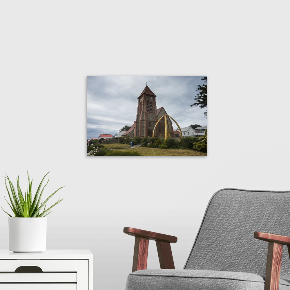 A modern room featuring Cathedral and Whalebone Arch, Stanley, capital of the Falkland Islands, South America