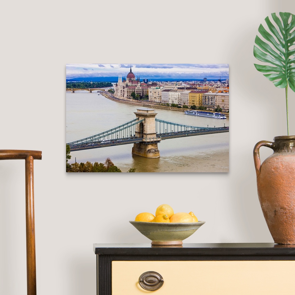 A traditional room featuring Chain bridge across the River Danube, Budapest, Hungary, Europe