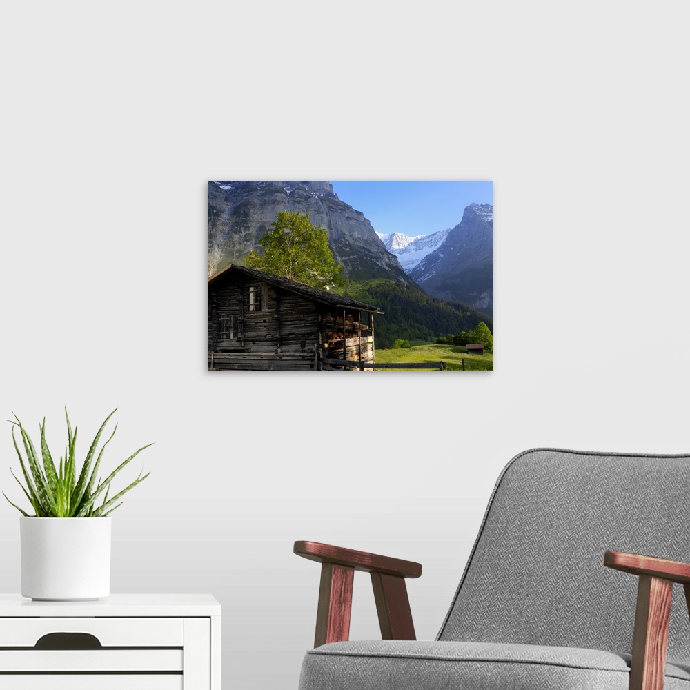 A modern room featuring Chalet and mountains, Grindelwald, Bern, Switzerland, Europe