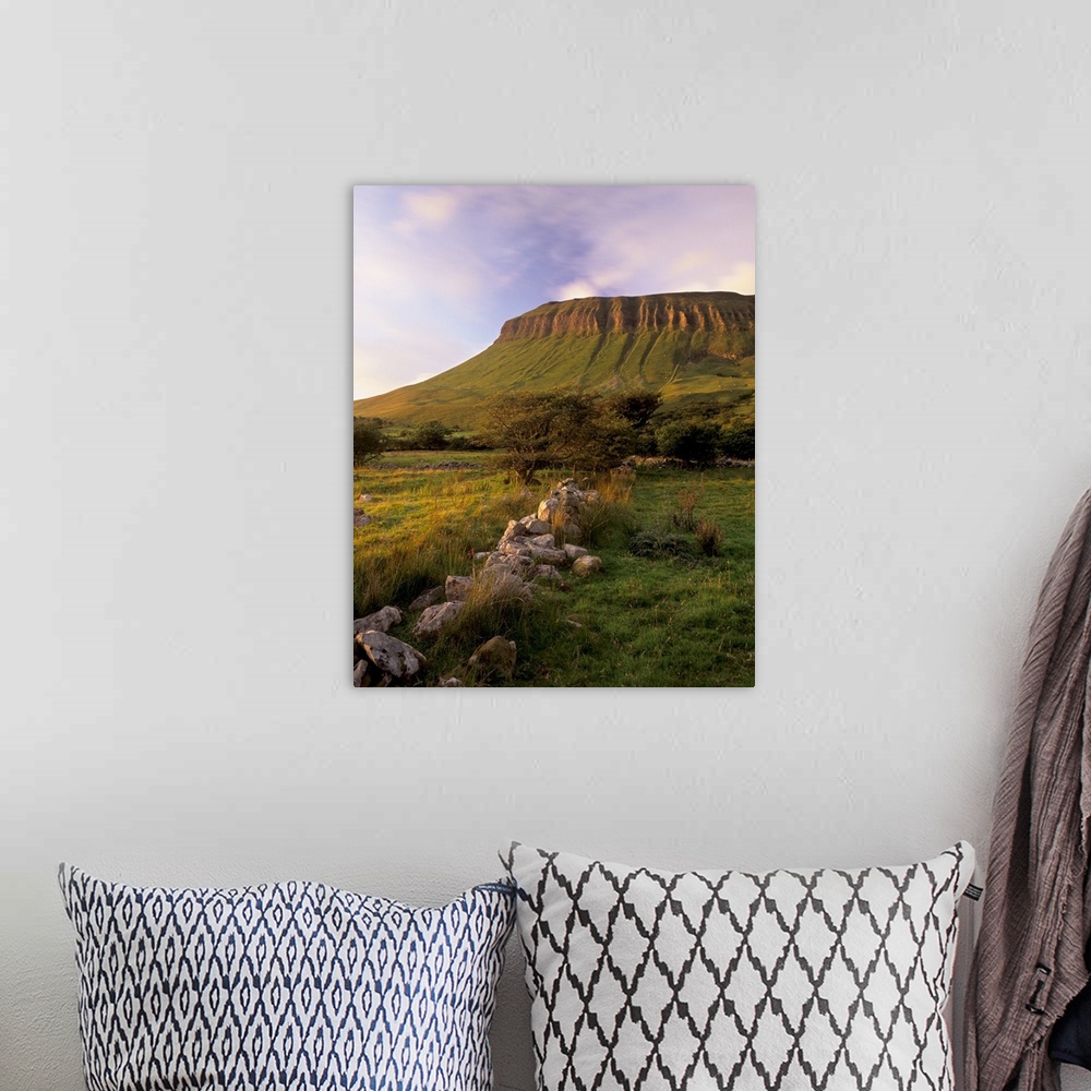 A bohemian room featuring Characteristic shape of Benbulben at sunset, Connacht, Republic of Ireland