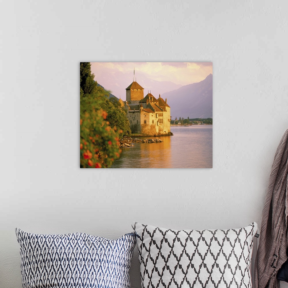 A bohemian room featuring Chateau de Chillon, Lake Generva, Montreux, Switzerland