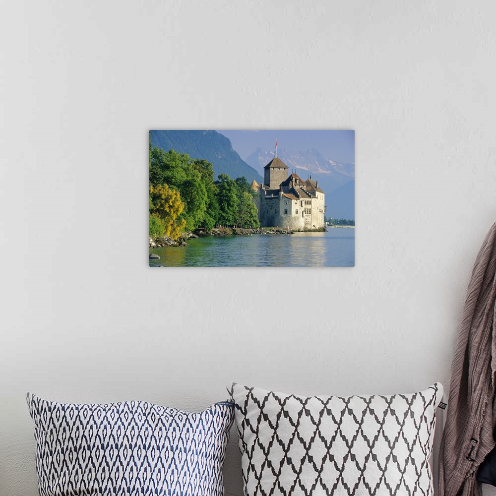 A bohemian room featuring Chateau de Chillon, Montreux, Lake Geneva, Swiss Riviera, Switzerland