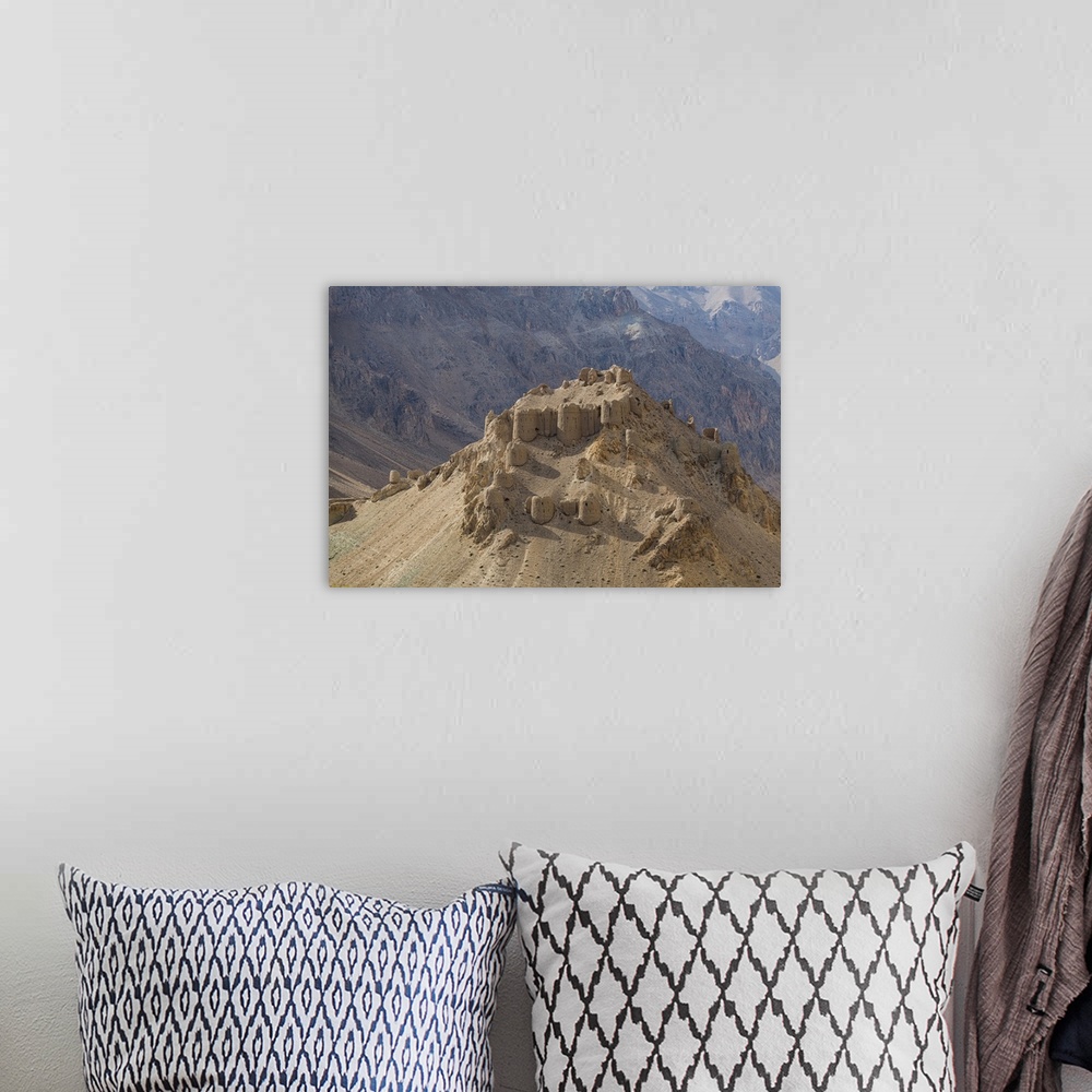 A bohemian room featuring Chehel Burj (Forty Towers fortress), Yakawlang province, Bamyan, Afghanistan, Asia
