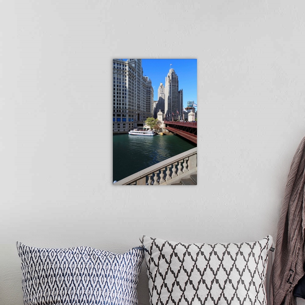 A bohemian room featuring Chicago River and DuSable Bridge, Chicago, Illinois