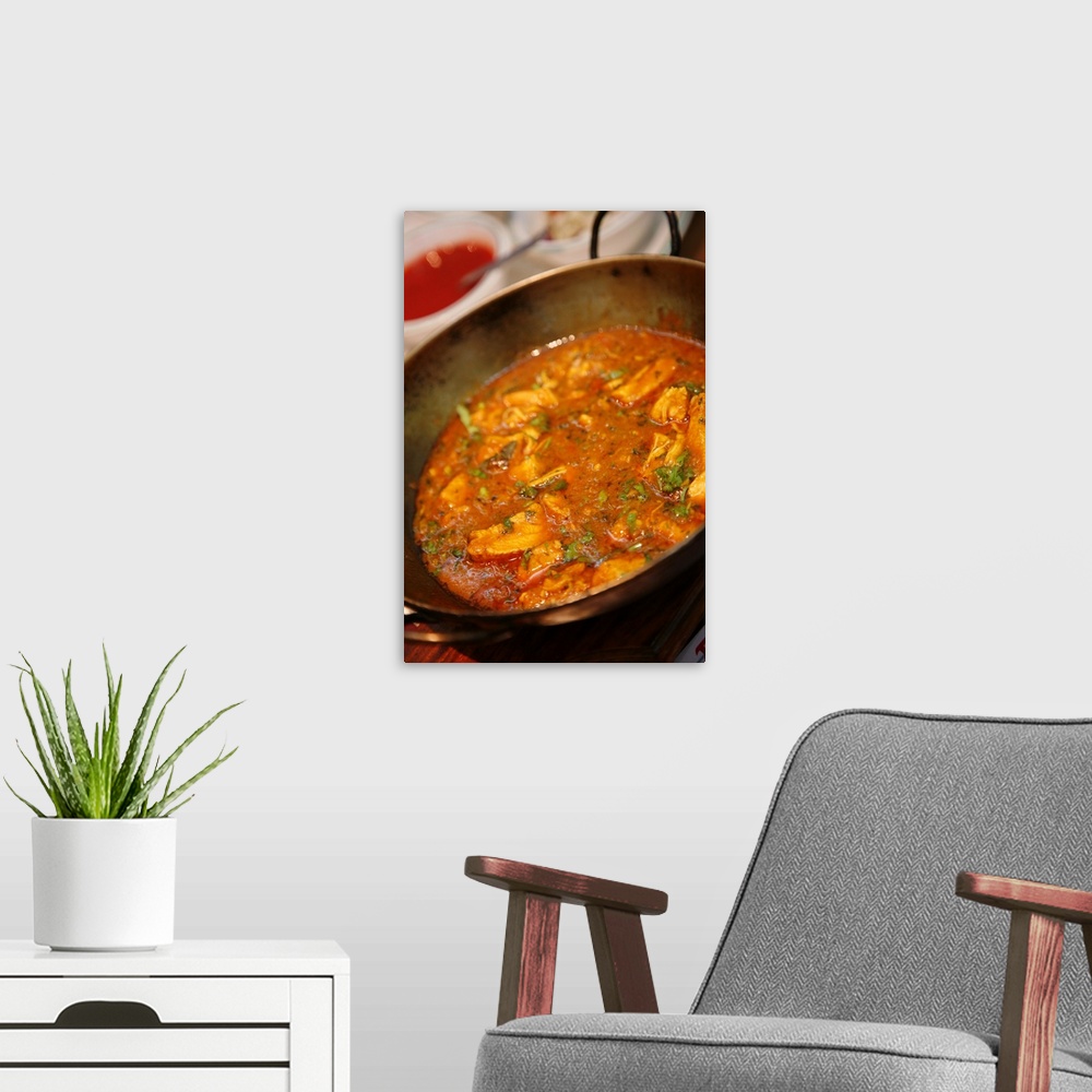 A modern room featuring Chicken curry Balti dish, Birmingham, England, UK