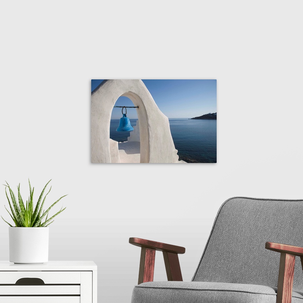 A modern room featuring Church near the beach of Platys Gyalis, Mykonos, Cyclades Islands, Greek Islands, Greece