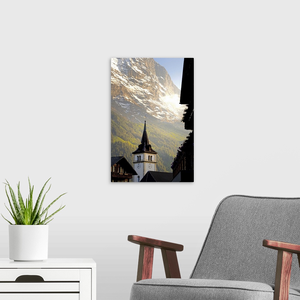 A modern room featuring Church tower, Grindelwald, Bern, Switzerland