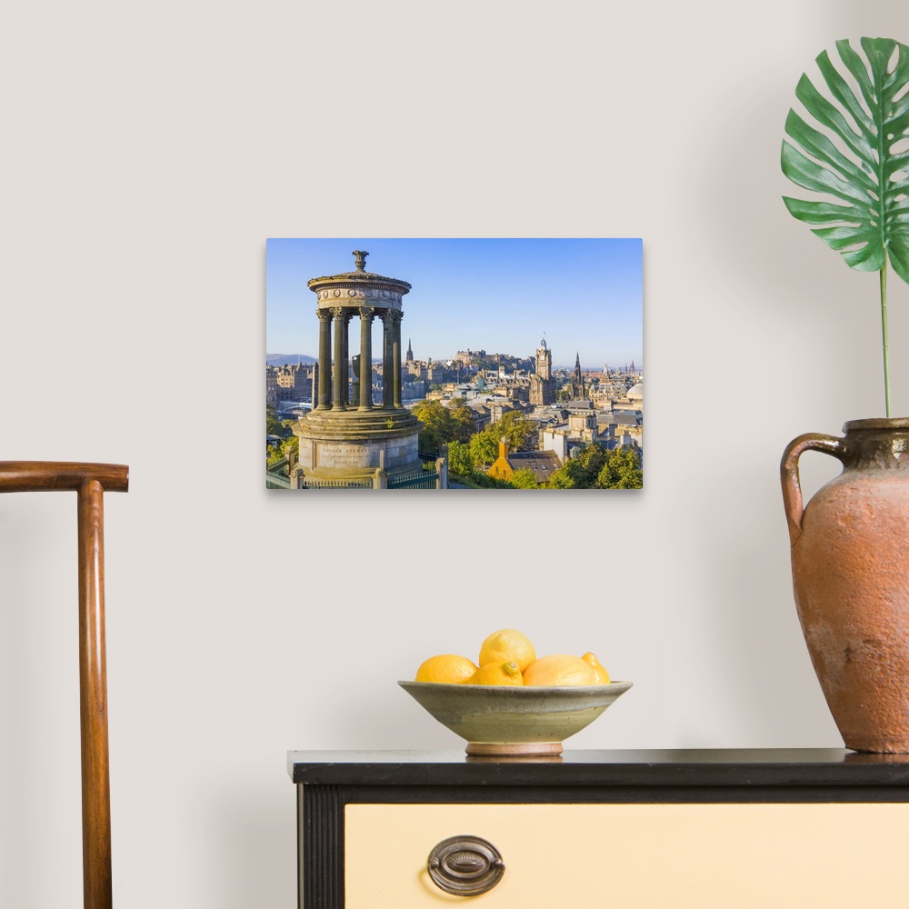 A traditional room featuring City centre skyline, Dugald Stewart Monument, Edinburgh, Scotland, United Kingdom, Europe