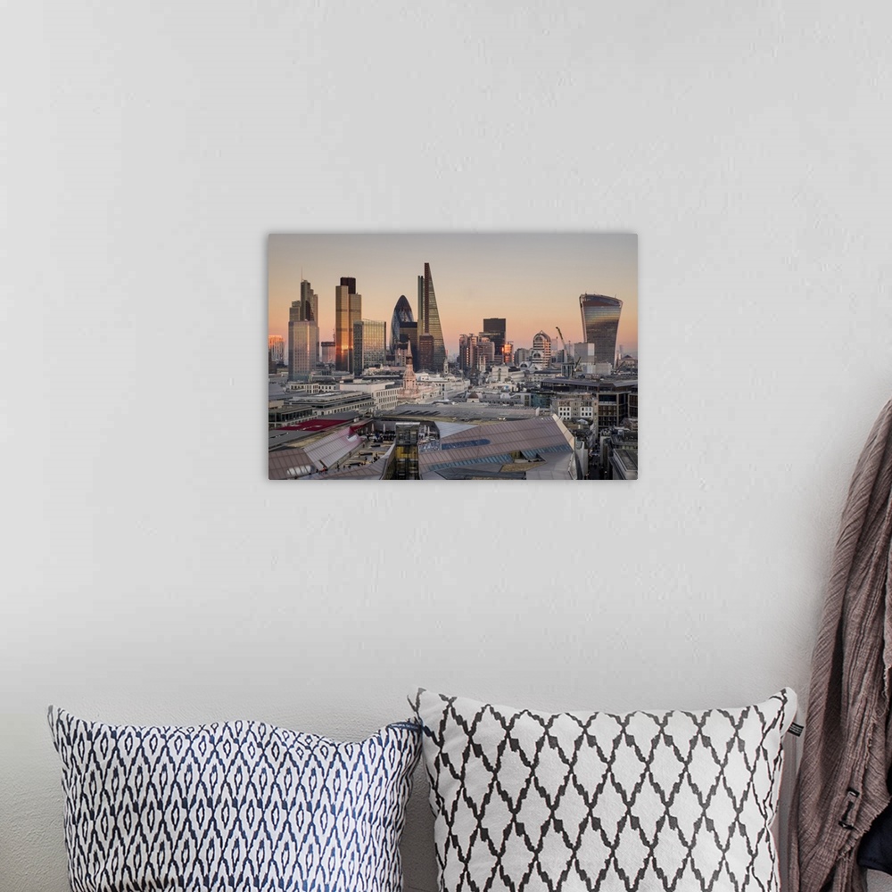 A bohemian room featuring City of London skyline from St. Pauls Cathedral, London, England